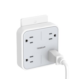 TESSAN Adaptador de Enchufe, Multicontacto Pared Conector, Enchufe Multiple Adaptador Clavijas con 4 Enchufes de CA, Supresor de Picos, Adaptador Enchufe para el Hogar, Cocina, Oficina, Dorm, Gris