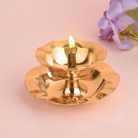 SATVIK 1 Pc Brass Diya for Puja|Brass Diwali Puja Jyoti Diya Indian Pooja Oil Lamp Dia|Deepawali Diya|Oil Lamp|Candle Tea Light Holder|Diwali Decoration|Home Temple Decor Gifts Puja Articles