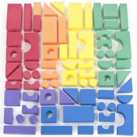 Non-Toxic 68 Piece foam Wonder Blocks for Children w/ Carry Tote - Non-Recycled Quality, Waterproof, Soft, Bright, Safe & Quiet