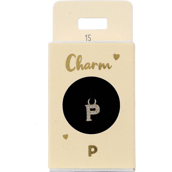 Silver-Plated or Gold-Plated Charm Pendant for Hoop Earrings No. 15 - Letter P, Alloy Steel