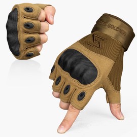 Free Soldier Outdoor Gloves Men's Tactical Training Motorcycle Gloves Climbing Gloves Full Finger Fingerless Gloves Military Gloves for Hiking Climbing Motorcycle Bike Cycling Work, brown, s