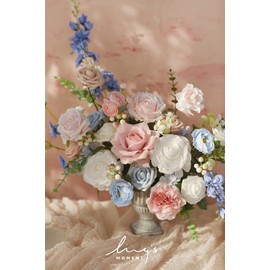 Ling's moment Fake Flowers Box, Faux Artificial Greenery Stems Foam Roses Poppy Gardenia Silk Hydrangea Peony Fabic Flower for Centerpieces Bouquet Wedding Floral Vase, English Pastel, Deluxe Combo