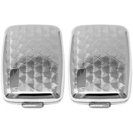 Set of 2 Etched Rectangular Pocket Purse Pill Box & Organizer with Dual Compartments (Swirls - Engravable)
