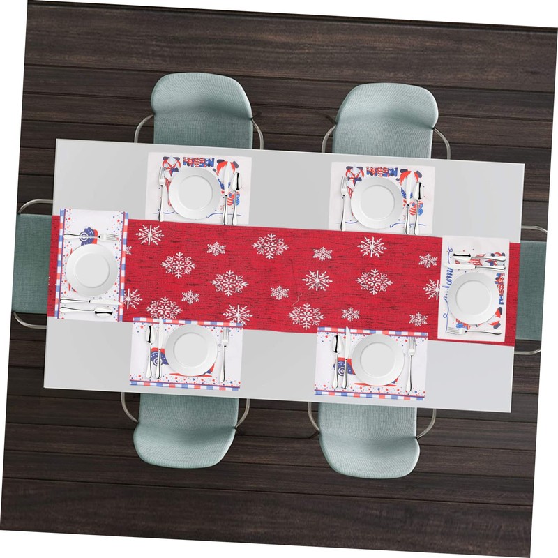 WOONEKY 1pc Christmas Table Cover Snowman Pattern Decorative Tablecloth Xmas