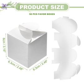 PATIKIL 2.48x2.48x3.15 Inch Favor Boxes, 50 Pcs Candy Party Gift Boxes for Wedding Mother's Day Easter Anniversary Christmas Graduation Celebration, Reflective Silver