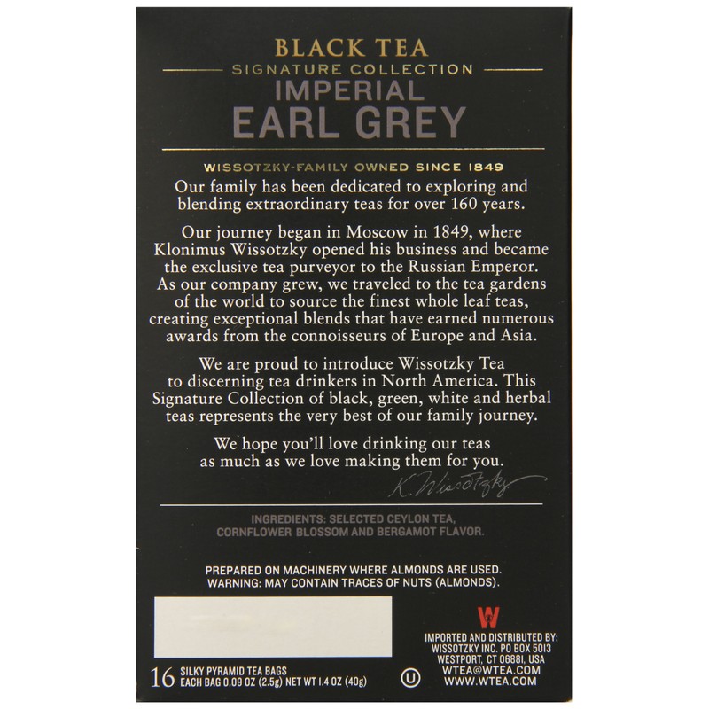 Wissotzky the Signature Collection Tea, Imperial Earl Grey, 16 Count