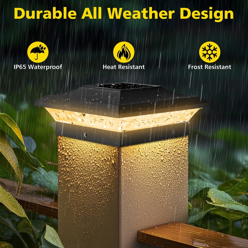 T-SUN 4x4 Solar Post Cap Lights Outdoor 12 Pack, Warm