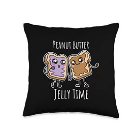 PBJ Jif Peanut Butter Peanut Butter Jelly Time BFF Love Match Perfect Throw Pillow, 16x16, Multicolor