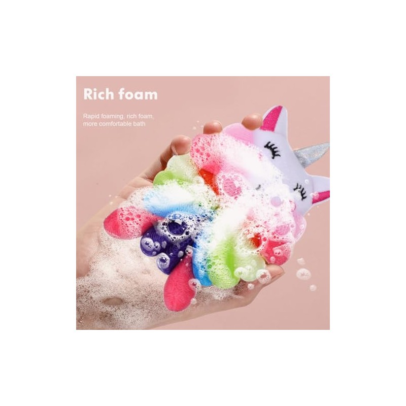 Esponjas Exfoliantes Ducha Dibujos Animados Diseño Unicornio Rosa Tiburón Azul