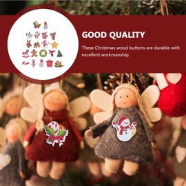 VICASKY 100 Pcs Christmas Wooden Buttons Sewing Buttons Mini Santa Claus Snowman Xmas Tree Embellishments Buttons 2 Holes for Xmas DIY Crafts Sewing Scrapbooking Decoration