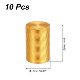 sourcing map 10pcs Potentiometer Knob Knurled Shaft Gold Aluminum 6mm Shaft Dia. Rotary Knob 10mmx15mm Volume Control Knob
