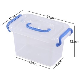 Lasbily 6 Packs Small Plastic Clear Storage Box Container with Lids, Stackable Bin with Latch, 21cm x 13cm x 12.5cm