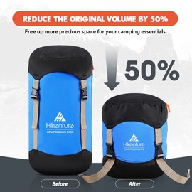 Hikenture Sleeping Bag Stuff Sack, Space Saving Compression Sack, Water- Resistant Stuff Sacks for Backpacking, Tear- Resistant Compression Bag for Camping Gear, 10L/14L/20L/30L Sleeping Bag Sack