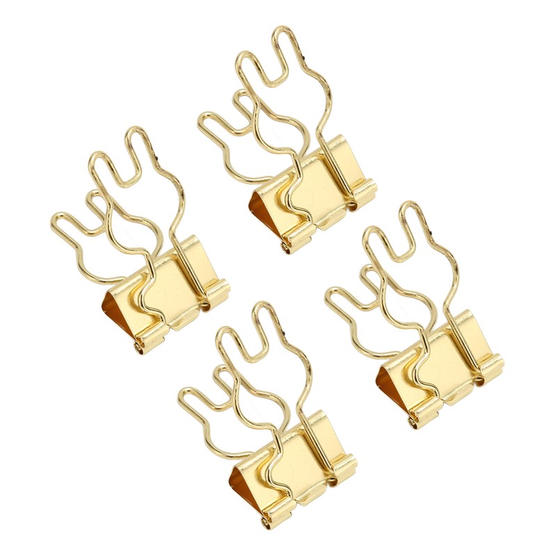 100Pcs Bunny Binder Clips Gold Cute Handle Durable Metal Multifunction