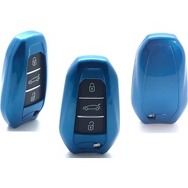 Nordecco Gloss Key Case Fits Jeep Avenger 2022 2023 2024 OPEL CORSA F ASTRA L VI 70 plate Corsa 3 Buttons Keyless Remote Fob (Blue)