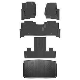 AUXKO All Weather Floor Mat & Cargo Mat Fit for 2024-2018 Ford Expedition MAX 7 Seat 2nd Row Bucket Seat TPE Liner Accessories All Season Guard Odorless Anti-Slip Black