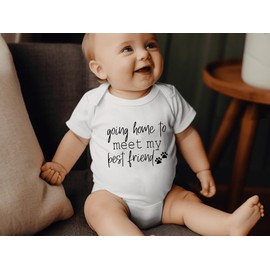 Going Home to Meet My Pups/Best Friend Bodysuit Coming Soon Animal Lover Funny Announcement Pregnancy Reveal (0-6 Months, Best Friend-Short Sleeve Romper)
