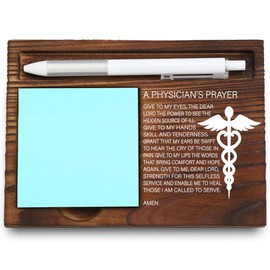 Wooden Sticky Note Holder for Physicians, A Physician's Prayer Gift, Inspirational Office Desk Organizer, 16.5 x 12 x 1.5 cm,LQQ18