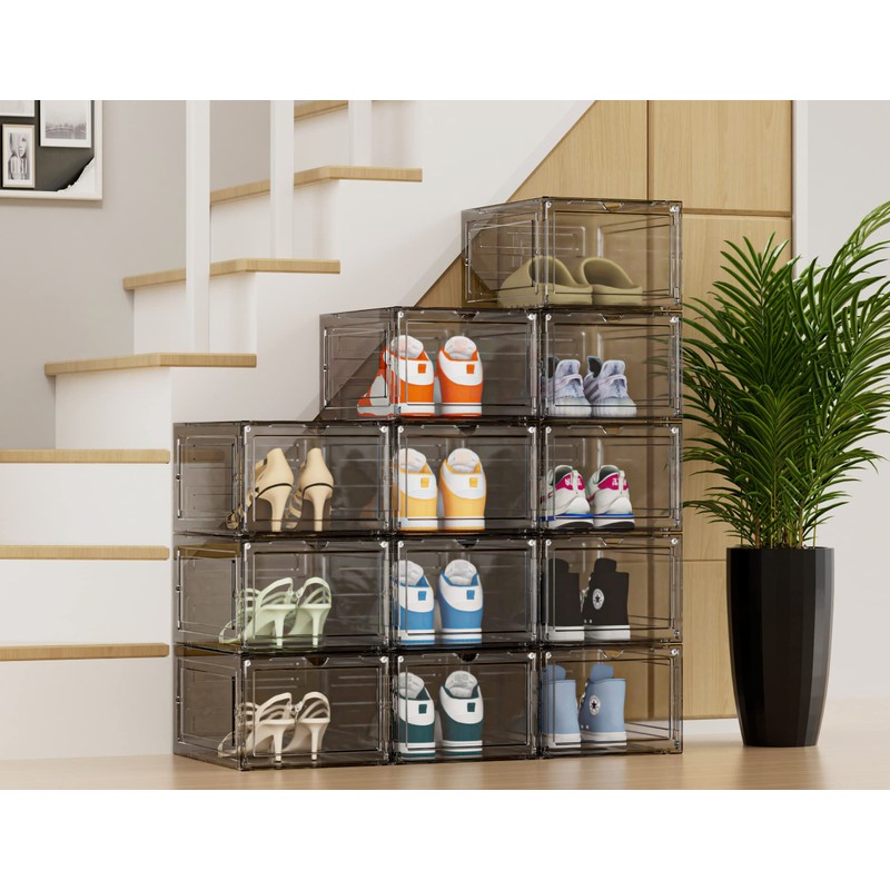 HOMIDEC Shoe Storage, 8 Pack Shoe Organizer Hard Plastic Shoe