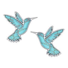 AXOMY Hummingbird Earrings Turquoise 925 Sterling Silver Hummin Bird Stud Earrings Hummingbird Jewelry Gifts for Women Mother Hummingbirds Lovers (Stud Style)