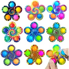Fidget Spinner Toys Bulk for Kids, 9 PCS Pop Fidget Toy Party Favor Travel Activities Anxiety Stress Relief, ADHD Autism Product Easter Basket Stuffer for Teen Adults Birthday Gift Classroom Prize