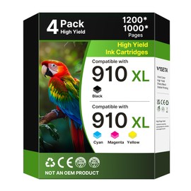 910XL Ink Cartridges for HP Printers (4-Pack) Black Cyan Magenta Yellow Replacement for HP 910XL Ink Cartridges Combo Pack Works for OfficeJet 8010 8020 Series, Pro 8025e 8020, 8030 Series 3JB41AN