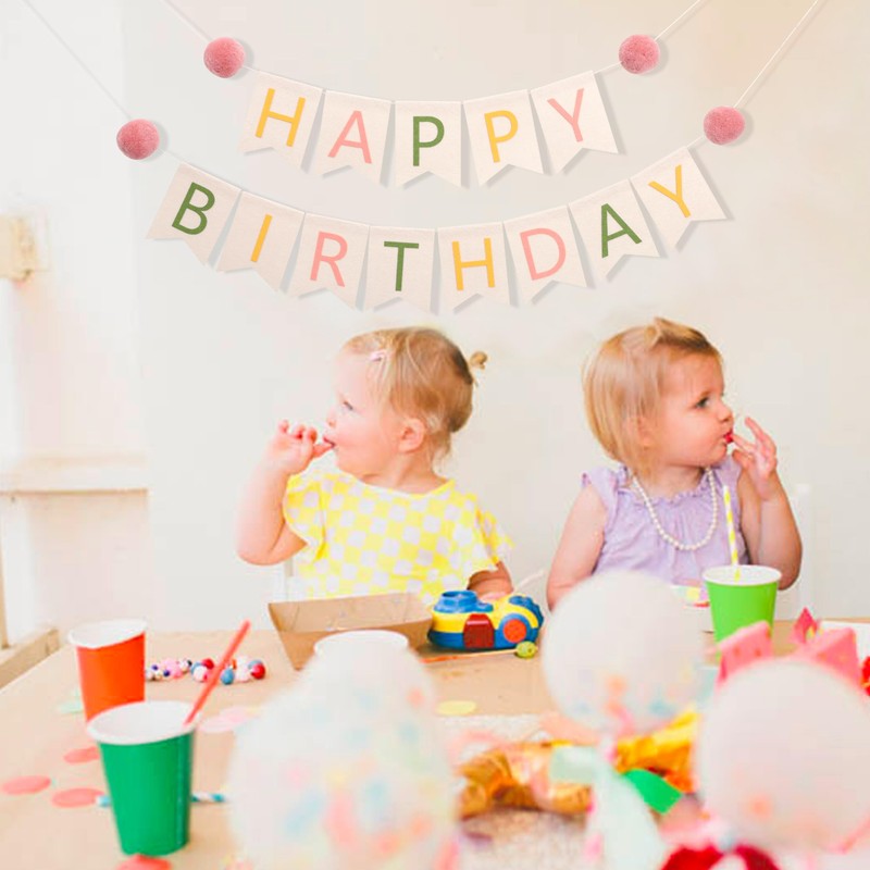Handmade Boho Happy Birthday Banner - First Birthday Party Decorations,