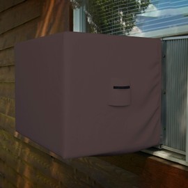 Window AC Cover 12 Oz Waterproof - 100% Weather Resistant AC Window Unit Cover with Air Pockets and Elastic for Snug Fit (25W x 21D x 17H, Coffee)