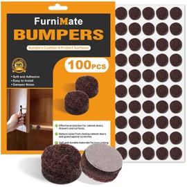 Felt Cabinet Door Bumpers - Small Felt Pads for Cabinet Doors, 3/8" Diameter 100PCS, 5mm Thick Self Adhesive Brown