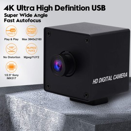 SVPRO 4K USB Camera Autofocus Video Camera UHD 3840x2160 with Metal Box for Pro Streaming/Online Course/Industrial Use,100 Degree Non-Distortion Wide Angle PC Computer Camera for PC Laptop