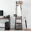 VECELO Coat Rack Freestanding,Hall Tree with Metal Basket and Storage