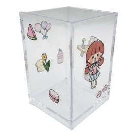 Bote Para Lapices Transparente Con Stickers                                                                                                           