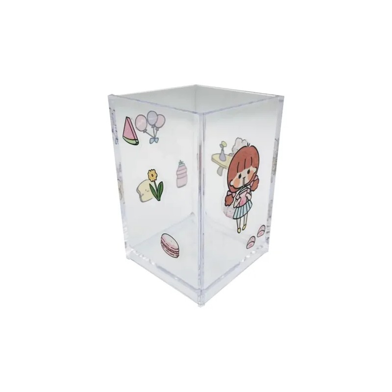 Bote Para Lapices Transparente Con Stickers