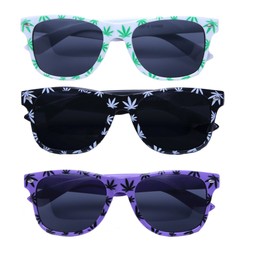 Men's Women's Original Sunglasses Ganja 420 Weed Leaf Unisex Vintage Multi colour UV400 (Purple ) MFAZ Morefaz Ltd