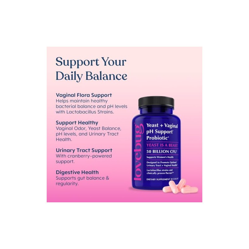 LoveBug Probiotics - Daily Probiotic for Women, Yeast is a