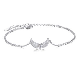 YFN Angel Wings Bracelet Sterling Silver Guardian Angel Wings Heart Bracelets for Women Jewelry Gifts (Angel Wings Bracelet)