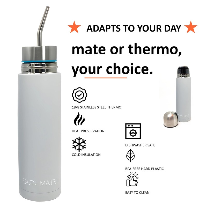 BONMATEI NEW Premium Self-Stirring Mate | 2-in-1 Stainless Steel Mate