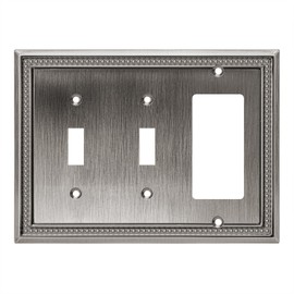 Henne Bery Sunken Pearls Heavy Duty Decorative Wall Plate Switch Plate Outlet Cover (Double Toggle/Single Decorator, Heirloom Silver)