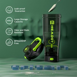 HeaDot Electric Protein Shaker Bottle,Shakers Cups for Protein Shakes and Meal Replacement Shakes, 24 Oz Echargeable Type-C Blender Bottles,Made with Tritan, BPA Free