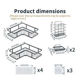 5-Pack Rustproof Stainless Steel Adhesive Shower Caddy Set
