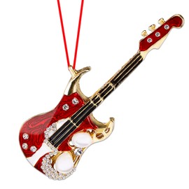D4DREAM Christmas Guitar Ornaments-Guitar Hanging Ornament for Christmas Tree Decorative Electric Guitar Music Ornaments for Christmas Tree Mental Guitar Keepsake Ornament Gifts for Band Music Lovers