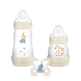 MAM Starter Set for Newborns G125 with 2 Bottles - Easy Start Anti-Colic 130 ml and 260 ml with Dummy for 0-2 Months, Neutral