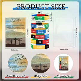 Gemscream 100 Sets Plan of Salvation Bracelets with Plan of Salvation Card Gospel Bracelet Christian Silicone Bracelets Gospel Tracts Romans Road Christmas Scripture Gift for Church Pastor Men Women