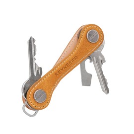 KEYKEEPA® - Leather - Elegant Leather Key Organiser for up to 12 Keys - Includes Bottle Opener + Eyelet - Key Organiser "Made in Germany, Squash Yellow