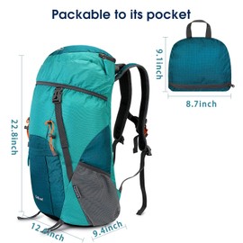G4Free 40L Lightweight Foldable Hiking Backpack Travel Camping Trekking Daypack for Men Women (Light Green)