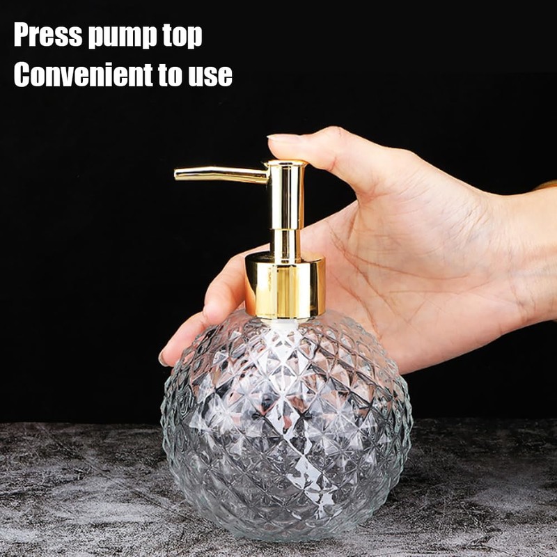 220ml/8oz Empty Clear Glass Soap Dispenser Glass Jar Bathroom Lotion