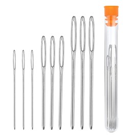 Jaimela Pack of 9 Sewing Needles Hand Needles Large Eye Sewing Needles Set 5.2 cm 6 cm 7 cm Steel Sewing Needles for Thick Wool with 1 Storage Tube