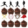 24 piezas de adornos para cupcakes de béisbol, con purpurina,
