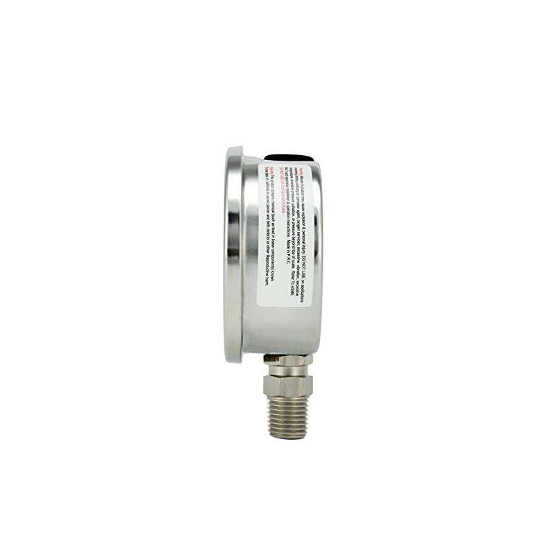 CARBO Instruments 2" Pressure Gauge, Stainless Steel Case, Chrome Plated