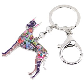 BONSNY Enamel Alloy Great Dane Dog Keyring Keychain Pet Charms For Women Girl Car Purse Jewelry Gift (Purple)